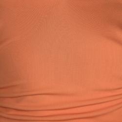 Pre Owned فستان فيرساتشي برتقالي مكشكش رقبة حرف V بلا أكمام S