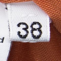 Pre Owned فستان فيرساتشي برتقالي مكشكش رقبة حرف V بلا أكمام S