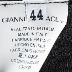 Pre Owned فستان فيرساتشي كولكشن أسود مطبوع برباط مزين أكمام طويلة M