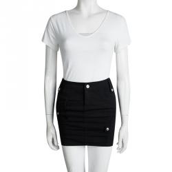 Pre Owned Versace Black Zip Detail Denim Mini Skirt S
