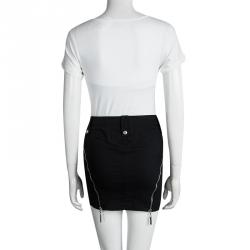 Pre Owned Versace Black Zip Detail Denim Mini Skirt S