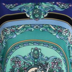 مملوكة مسبقًا فستان فيرساتشي أزرق مطبوع بأكمام طويلة L