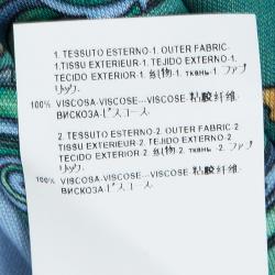 مملوكة مسبقًا فستان فيرساتشي أزرق مطبوع بأكمام طويلة L