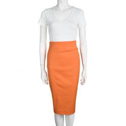 مملوكة مسبقًا Versace Collection Orange High Waist Pencil Skirt S