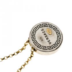 Pre Owned Versace Silver & 18k Gold Medusa Necklace
