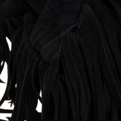 مملوكة مسبقًا Versace Black Suede Fringe Tote