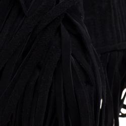 مملوكة مسبقًا Versace Black Suede Fringe Tote