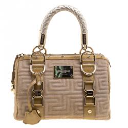 مملوكة مسبقًا Versace Beige Calf Hair and Leather Small Snap Out Of It Satchel