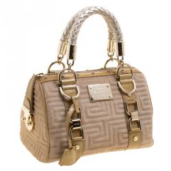مملوكة مسبقًا Versace Beige Calf Hair and Leather Small Snap Out Of It Satchel