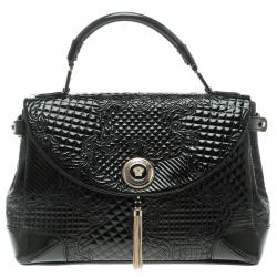 Versace Black Patent Leather Altea Top Handle Bag