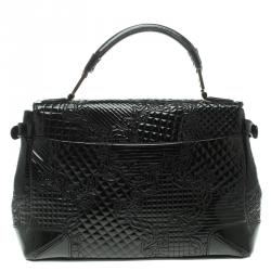 Versace Black Patent Leather Altea Top Handle Bag
