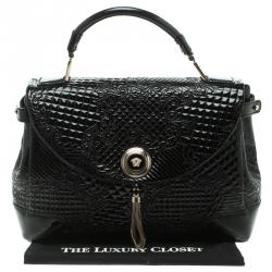 Versace Black Patent Leather Altea Top Handle Bag