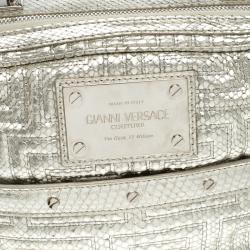 Versace Metallic Silver Python Satchel