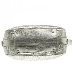 Versace Metallic Silver Python Satchel