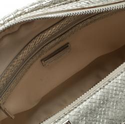 Versace Metallic Silver Python Satchel
