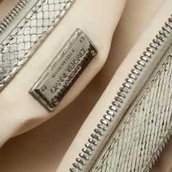 Versace Metallic Silver Python Satchel