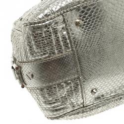 Versace Metallic Silver Python Satchel