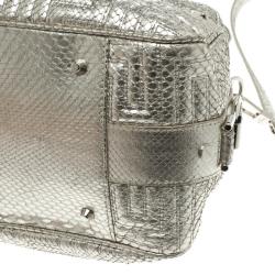 Versace Metallic Silver Python Satchel