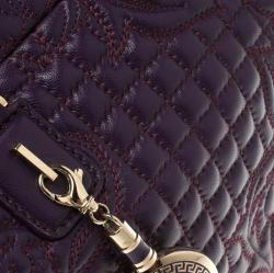 Pre Owned Versace Purple Leather Demetra Vanitas Top Handle Bag