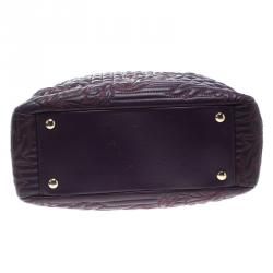 Pre Owned Versace Purple Leather Demetra Vanitas Top Handle Bag