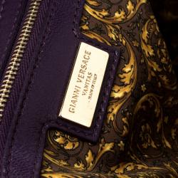 Pre Owned Versace Purple Leather Demetra Vanitas Top Handle Bag