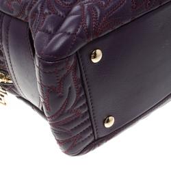 Pre Owned Versace Purple Leather Demetra Vanitas Top Handle Bag
