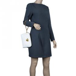 مملوكة مسبقًا حقيبة كلتش فيرساتشي ميدوسا جلد أبيض