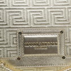 Versace Gold Embossed Leather Flap Shoulder Bag