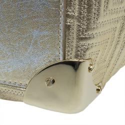 Versace Gold Embossed Leather Flap Shoulder Bag