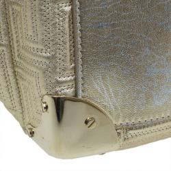 Versace Gold Embossed Leather Flap Shoulder Bag