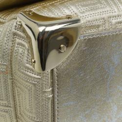 Versace Gold Embossed Leather Flap Shoulder Bag