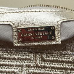 Versace Gold Embossed Leather Flap Shoulder Bag