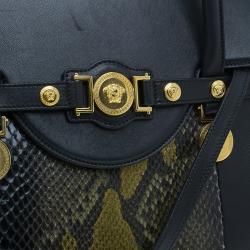 Versace Black Python and Leather Large Signature Tote