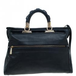 Pre Owned Versace Black Leather Vanitas Shopping Tote