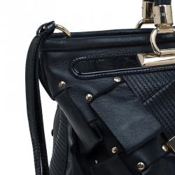 Pre Owned Versace Black Leather Vanitas Shopping Tote