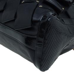 Pre Owned Versace Black Leather Vanitas Shopping Tote