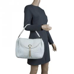 Pre Owned Versace Off White Leather Talia Vanitas Shoulder Bag