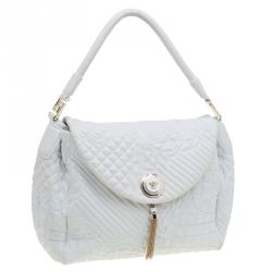 Pre Owned Versace Off White Leather Talia Vanitas Shoulder Bag