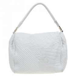 Pre Owned Versace Off White Leather Talia Vanitas Shoulder Bag