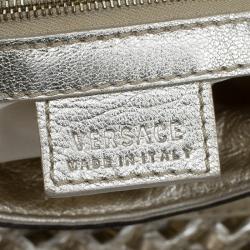 Pre Owned حقيبة فيرساتشي V جلد كريستال ذهبي مجدول