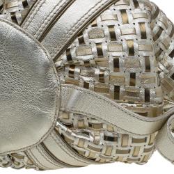 Pre Owned حقيبة فيرساتشي V جلد كريستال ذهبي مجدول