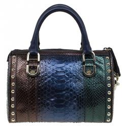 Pre Owned Versace Multicolor Ombre Python Madonna Bowler Bag