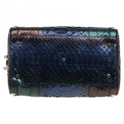 Pre Owned Versace Multicolor Ombre Python Madonna Bowler Bag