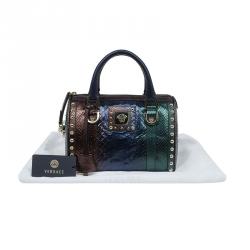 Pre Owned Versace Multicolor Ombre Python Madonna Bowler Bag