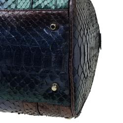 Pre Owned Versace Multicolor Ombre Python Madonna Bowler Bag