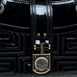 Pre Owned Versace Couture Black Quilted Patent Leather Shoulder Bag