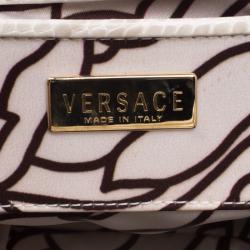Pre Owned Versace Brown/Cream Croc Embossed Leather Madonna Boston Bag
