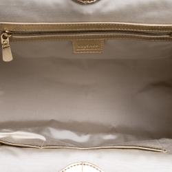Pre Owned Versace Gold Leather Studded Frame Satchel 