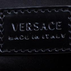 Pre Owned Versace Black Patent Leather Zip Detail Satchel