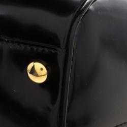 Pre Owned Versace Black Patent Leather Zip Detail Satchel